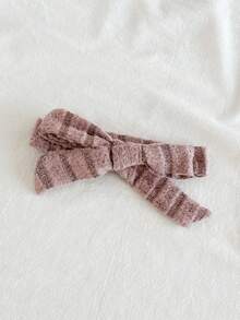 SHEIN Vintaside Kids 3pcs/Set Infant/Toddler Cute Casual Outing Round Neck Ribbed Embroidered Ruffle Sleeve Romper, Pants, Bow Headband Set, Spring/Autumn - Pink - View 8