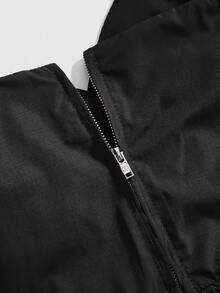 ROMWE Kawaii Women's Summer Fashion Solid Color Ruffle Asymmetric Blouse - Black - View 4