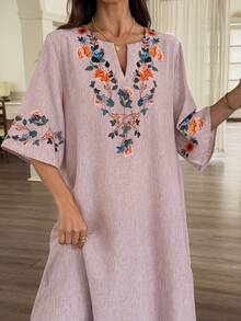 Vivie Lora Vestido midi de corte holgado con estampado para mujer - Rosa - Ver 6