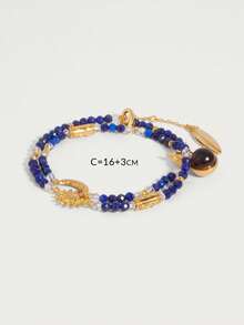Glisma 18kWomen Chain Bracelets,Outfits,Gothic/Goth,Old Money,Fall/Autumn/Winter,For Mom/Women/Girl/Mother,Premium,Vintage,Crystals,Layered - 寶藍色 - 查看 8