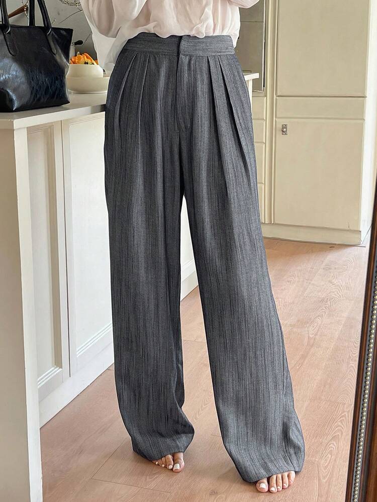 Women's Solid Color Pleated Loose Wide Leg Pants