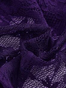 ROMWE Spring/SummercasualGothic Cross Decor Lace Halter Neck Top For Women - Purple - View 3