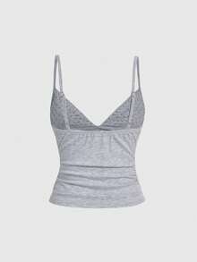 ROMWE Grunge Punk Sexy Halloween Dark Punk Rivet Patchwork Women Top - Light Grey - View 2