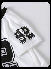 SHEIN Explorewe 2 件女童夏季休闲 V 领短袖 T 恤和宽松舒适长裤套装，白色 T 恤和黑色裤子 - 黑色 - 查看 6