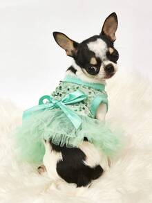 PETSIN 1pc Pet Universal Valentine's Day Sequin Mesh Princess Dress Dog Apparel