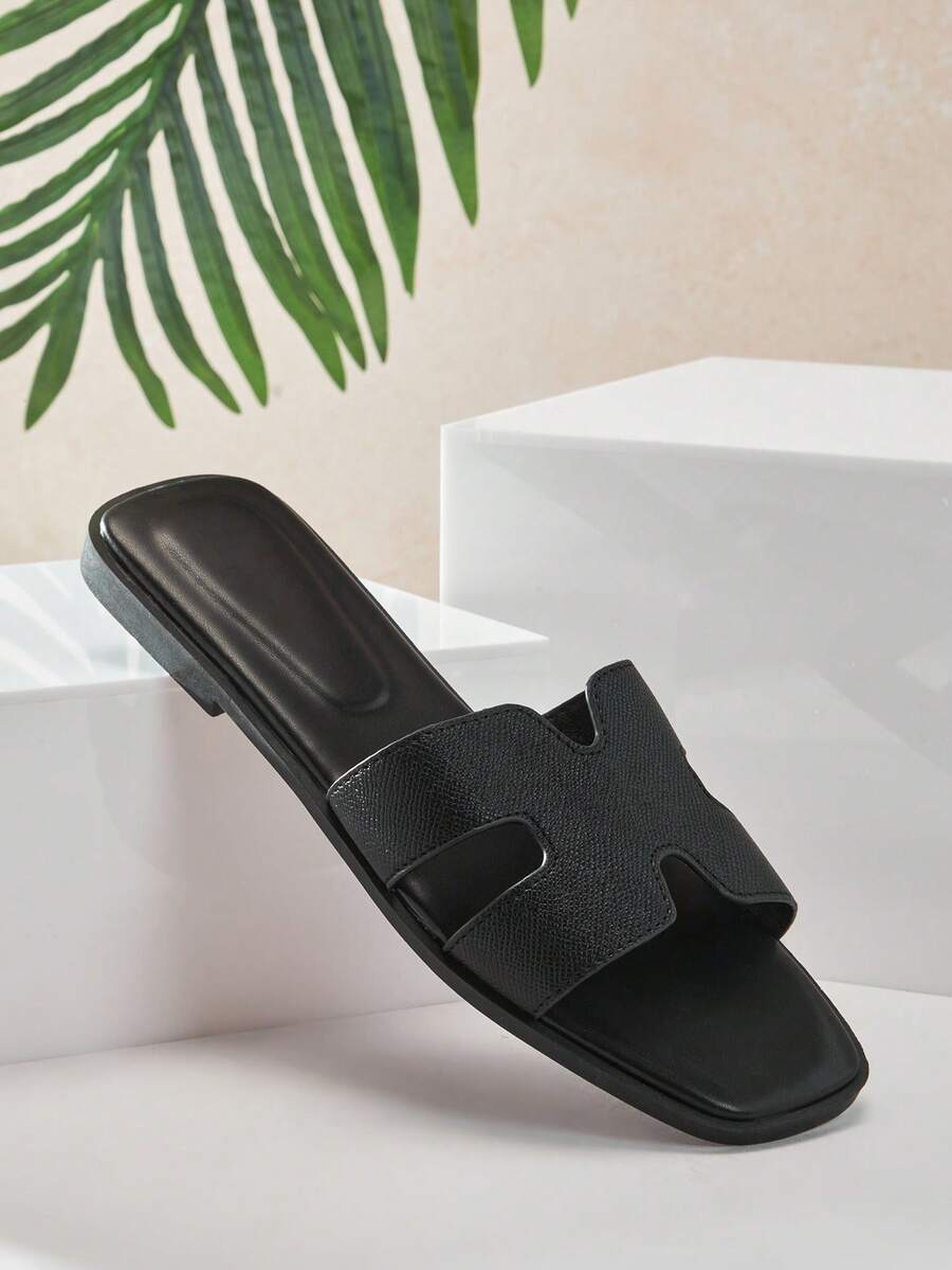 SHUZIA Sandal đế bằng thoải mái cho nữ, thích hợp mang hàng ngày vào mùa hè hoặc đi nghỉ mát. - màu đen - Xem 1