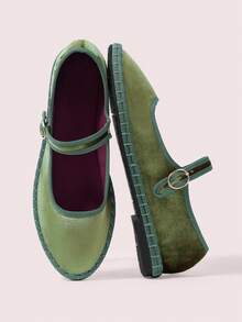 CUCCOO DOLLMOD Women's Casual Buckle Design Flat Loafers, Versatile For Daily Wear - Green - View 1