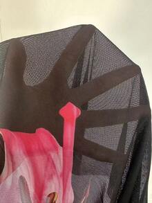 Swim Vcay 2026 Retro Floral Print Loose Long Sleeve Chiffon Cover Up & High Waist Long Skirt Set, Women Summer Beach Vacation Casual Outfit - Black - View 8