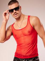 FeverCity 피버 시티 섹시 시어 파티 클럽웨어 남성용 탱크 탑