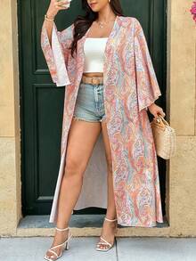 Ceyna Áo khoác cardigan dài tay, dáng rộng, họa tiết paisley nhiều màu sắc, kiểu dáng bohemian mới dành cho nữ, chất liệu nhẹ. - Nhiều màu - Xem 5