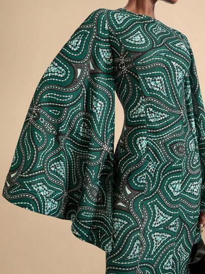 Vesra 女式船领插肩袖复古束腰优雅连衣裙