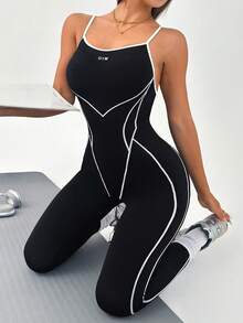 Slayform 女士休闲撞色滚边吊带连体裤 - 彩色 - 查看 5