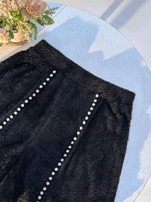 GlowEve Women's Pearl Decorated Warm Shorts - Black - View 4