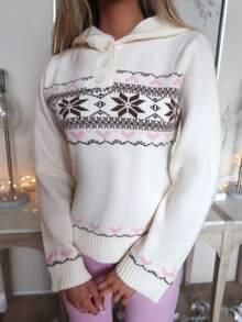 Sydney Algeri Fashionable Women Heart Pattern Long Sleeve Hooded Sweater - Multicolor - View 6