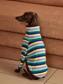 PETSIN Pawparrel Sudadera de manga larga a rayas, cálida y cómoda, para otoño/primavera - Multicolor - Ver 5