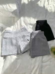 Airaco Women's Casual Comfortable Knight Print Ribbed Sports Shorts - Multicolor - View 4