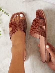 SHUZIA Women's Fashionable Versatile Casual Flat Sandals Summer Shoes Spring Shoes Spring Break Easter Vacation Shoes Casual Shoes Beach Shoes Mother's Day Present Valentine's Day - Chocolate Brown - View 3