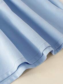 Playful Pals 两件套女童条纹短袖刺绣连衣裙，粉色和蓝色，可爱时尚的夏季套装 - 彩色 - 查看 7