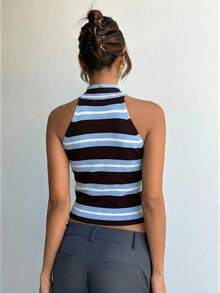 Aloruh 无袖极简条纹针织毛衣