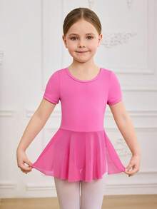 Young Girls Professional Ballet Dance Leotard, Cute Bow Design, Backless Sports Outfit - Hot Pink - View 2