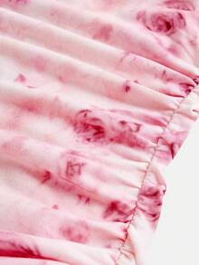 Firerie Kids 少女粉色碎花束腰公主裙，休闲日常、正式场合、派对、生日、姐妹装，适合女孩日常穿着、假期、家庭聚会和特殊场合，姐妹装风格，春夏款，可爱、优雅、甜美、复古、时尚。母女装、姐妹装。 - 粉色 - 查看 5