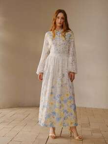 MOTF PREMIUM 蕾丝印花喇叭裙 - 白色 - 查看 6