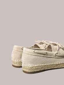 Styleloop 女士休闲百搭简约系带平底鞋 - 米色 - 查看 4