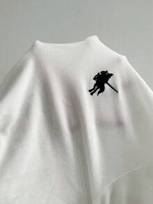 Resyla 复古撞色长袖圆领T恤，秋季休闲时尚套头毛衣 - 黑與白 - 查看 8