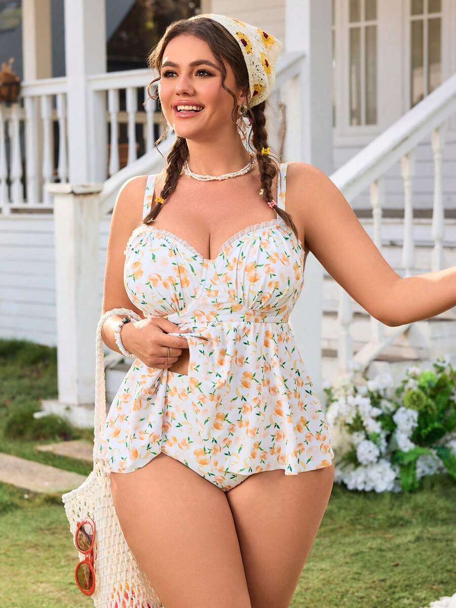 Swim Mod Bộ đồ bơi tankini hai dây họa tiết hoa nhí dành cho nữ cỡ lớn - Nhiều màu - Xem 1