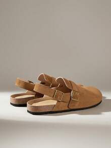 Solecia Women's New Half-Pack Slippers, Made Of Imitation Suede Suede Material, With A Heel Belt Design, Are Comfortable And Versatile, Suitable For Home Or Out Shopping. - dark brown - View 6