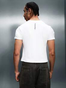 PLAYBOY X SUMWON Camiseta básica de cuello redondo de manga corta, ajuste regular, casual para hombre, ideal para verano, primavera y otoño, color blanco - Blanco - Ver 2