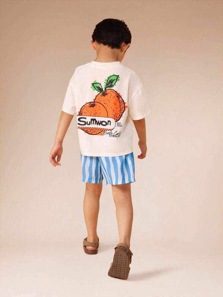 Oversized T-Shirt And Striped Shorts Set