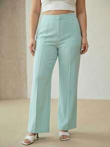 MOTF PREMIUM WOMEN'S SEAM FRONT SLANT POCKET WIDE LEG PANTS - Green - View 4