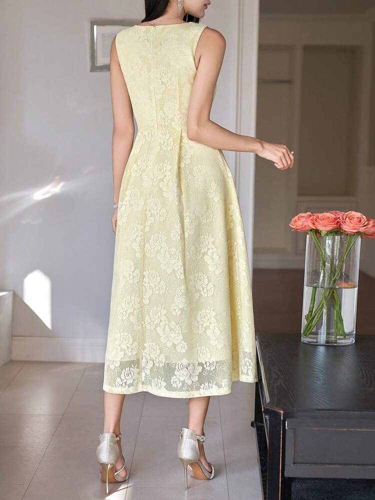 Women's Elegant Floral Print Sleeveless Dress, Summer Wedding Guest Dress Sundress