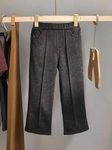 女童百搭时尚做旧直筒蓝色牛仔裤 - 黑色 - 查看 7