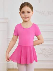 Young Girls Professional Ballet Dance Leotard, Cute Bow Design, Backless Sports Outfit - Hot Pink - View 5