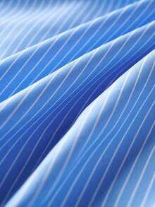 Airaco 女士休闲通勤条纹短袖衬衫 - 藍色 - 查看 7