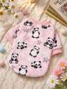 PETSIN 1 Printed Panda Flannel Sweatshirt, Pet Autumn And Winter Thick And Warm Pink Version