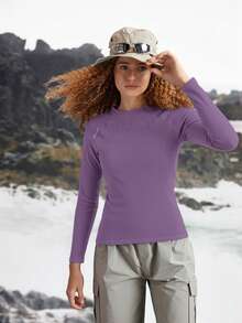 In My Nature Women's Casual Raglan Sleeve Outdoor Thermal T-Shirt - Violet Purple - View 4