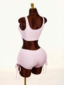 Amplova 2026新款基础款三件套，运动外套，休闲收腰女装 - 粉色 - 查看 5