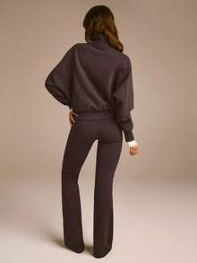 GLOWMODE Everyday Fleece Warmth Whisperer Soft Warm Lightweight Front Back Seam Detailing Pockets Batwing Sleeve High Neckline Full-Zip Jacket Autumn Winter Daily Casual