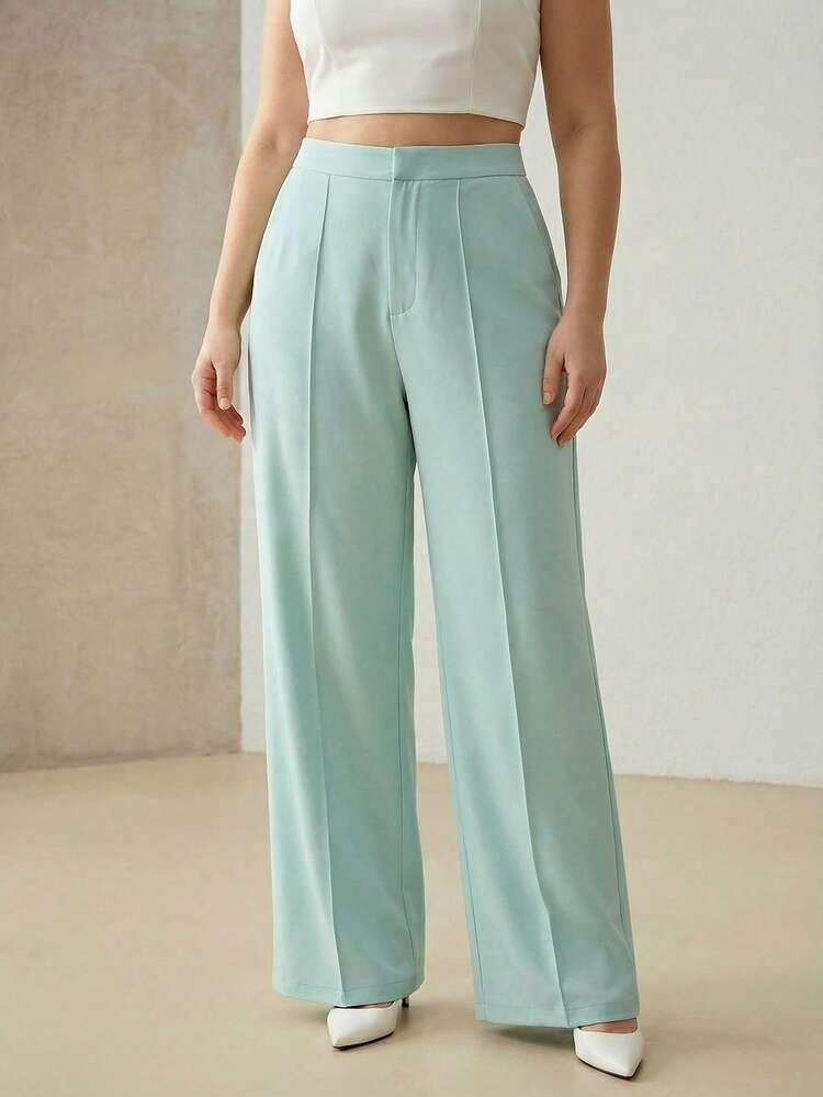 WOMEN'S SEAM FRONT SLANT POCKET WIDE LEG PANTS