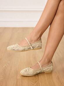 CUCCOO HITCHD 女士搭扣设计休闲时尚平底鞋 - 卡其色 - 查看 4