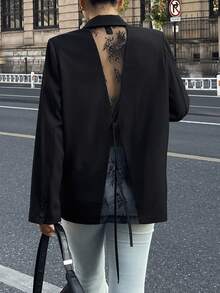 DAZY 女士时尚蕾丝拼接双排扣西装外套，春秋季