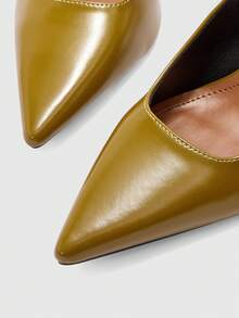 CUCCOO BIZCHIC Lemon Yellow Pointed Toe Stiletto Heel Fashionable Minimalist French Style Versatile Women High Heel Pumps, Spring/Autumn Valentine's Day - lime yellow - View 8