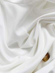 EMERY ROSE Women's Fashion Off-Shoulder Collar Placket Splice Elastic Gathered Puff Sleeve Romantic Elegant Casual Commute Date Party Dining Blouse, Spring/Summer - White - View 6