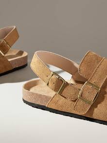 Solecia Women's New Half-Pack Slippers, Made Of Imitation Suede Suede Material, With A Heel Belt Design, Are Comfortable And Versatile, Suitable For Home Or Out Shopping. - dark brown - View 4