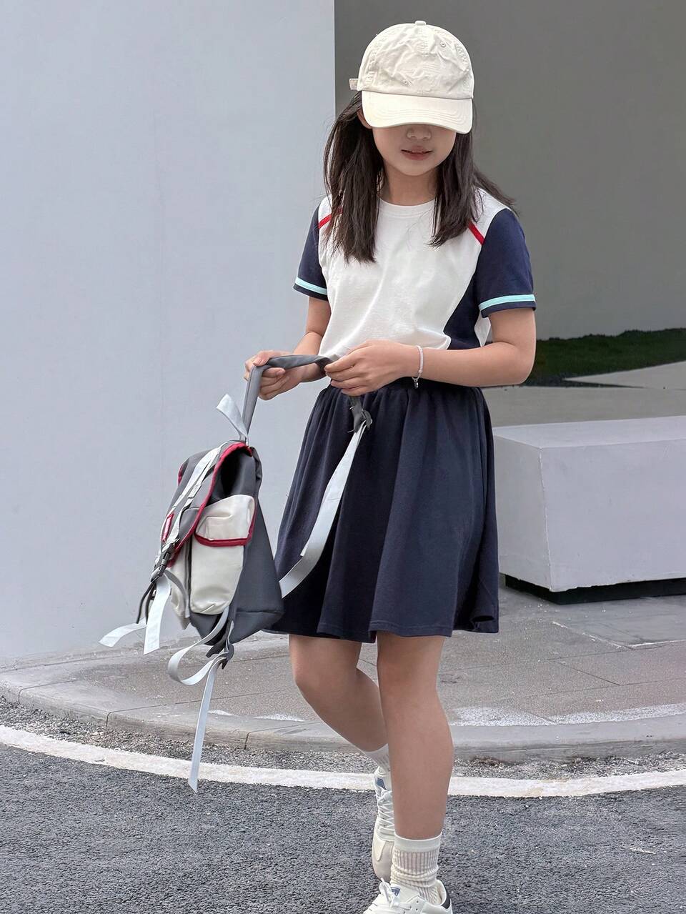 Tween Girls Casual Short Sleeve Crew Neck Loose Fit Activewear, Summer