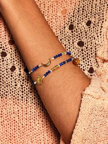 Glisma 18kWomen Chain Bracelets,Outfits,Gothic/Goth,Old Money,Fall/Autumn/Winter,For Mom/Women/Girl/Mother,Premium,Vintage,Crystals,Layered - 寶藍色 - 查看 1