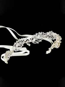 Cirelle Bentiță de păr cu flori din cristale și perle – accesoriu de păr elegant și reglabil pentru mireasă, accesoriu de păr în stil prințesă pentru mireasă, domnișoare de onoare, petreceri și ținute de zi cu zi - Multicolor - Vizualizare 9